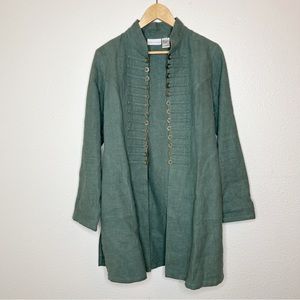 Green Lightweight Military Jacket Longline Blazer Small Lagenlook Grunge Artsy